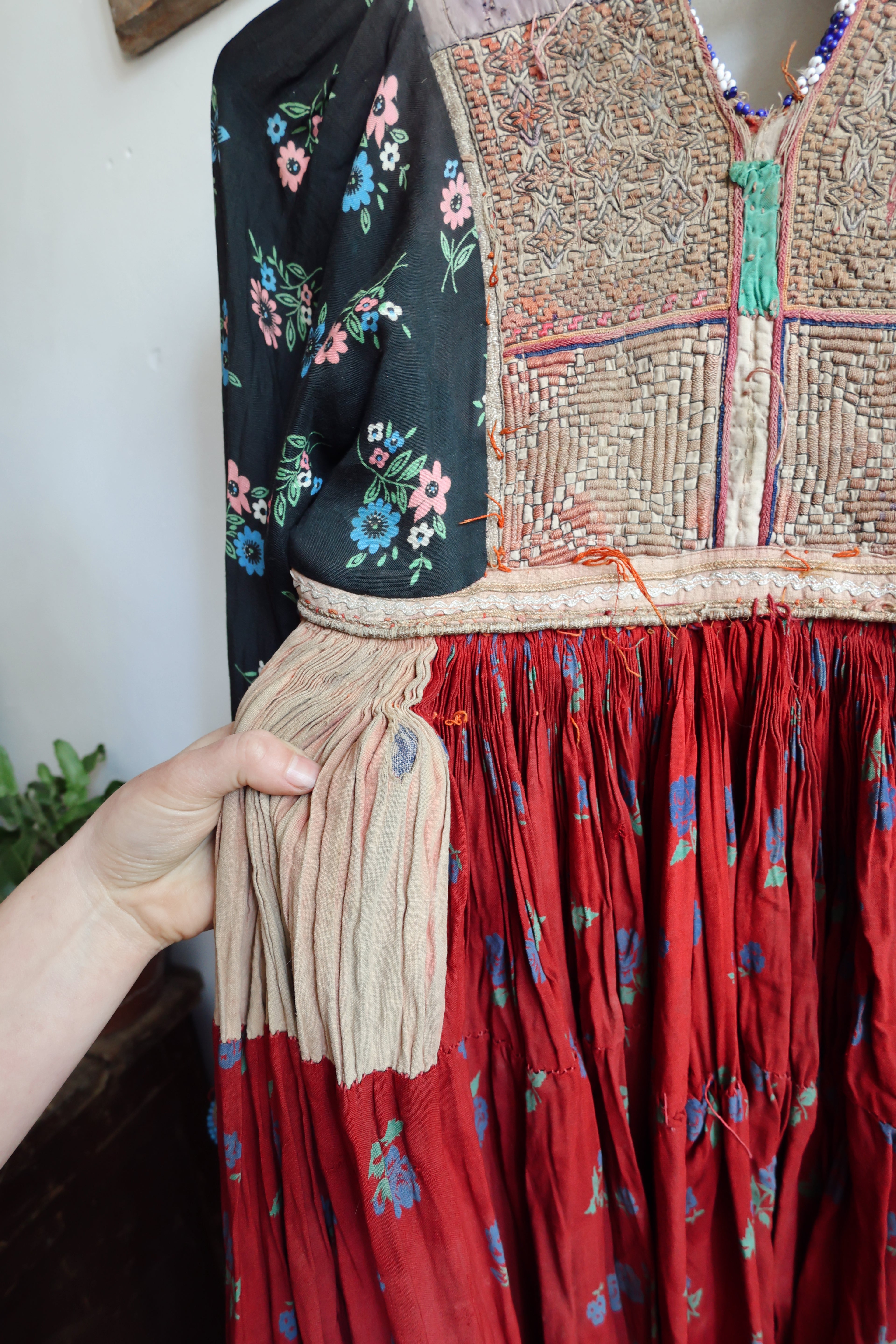 Antique Afghan Tribal Dress c. 1940s–1960s | Hand Embroidered Bodice | Museum Textile | Ethnographic Costume