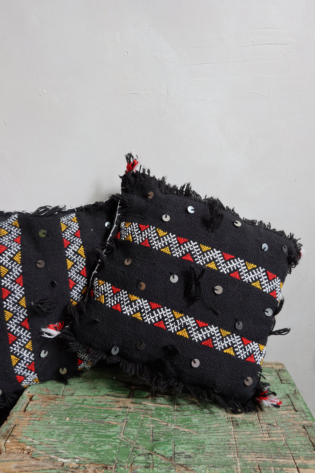 Pair of Handwoven Moroccan Berber Cushions
