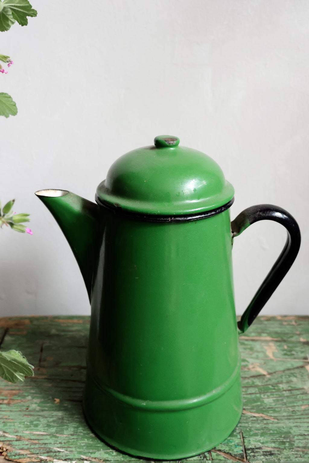 Vintage Green Enamel Coffee Pot