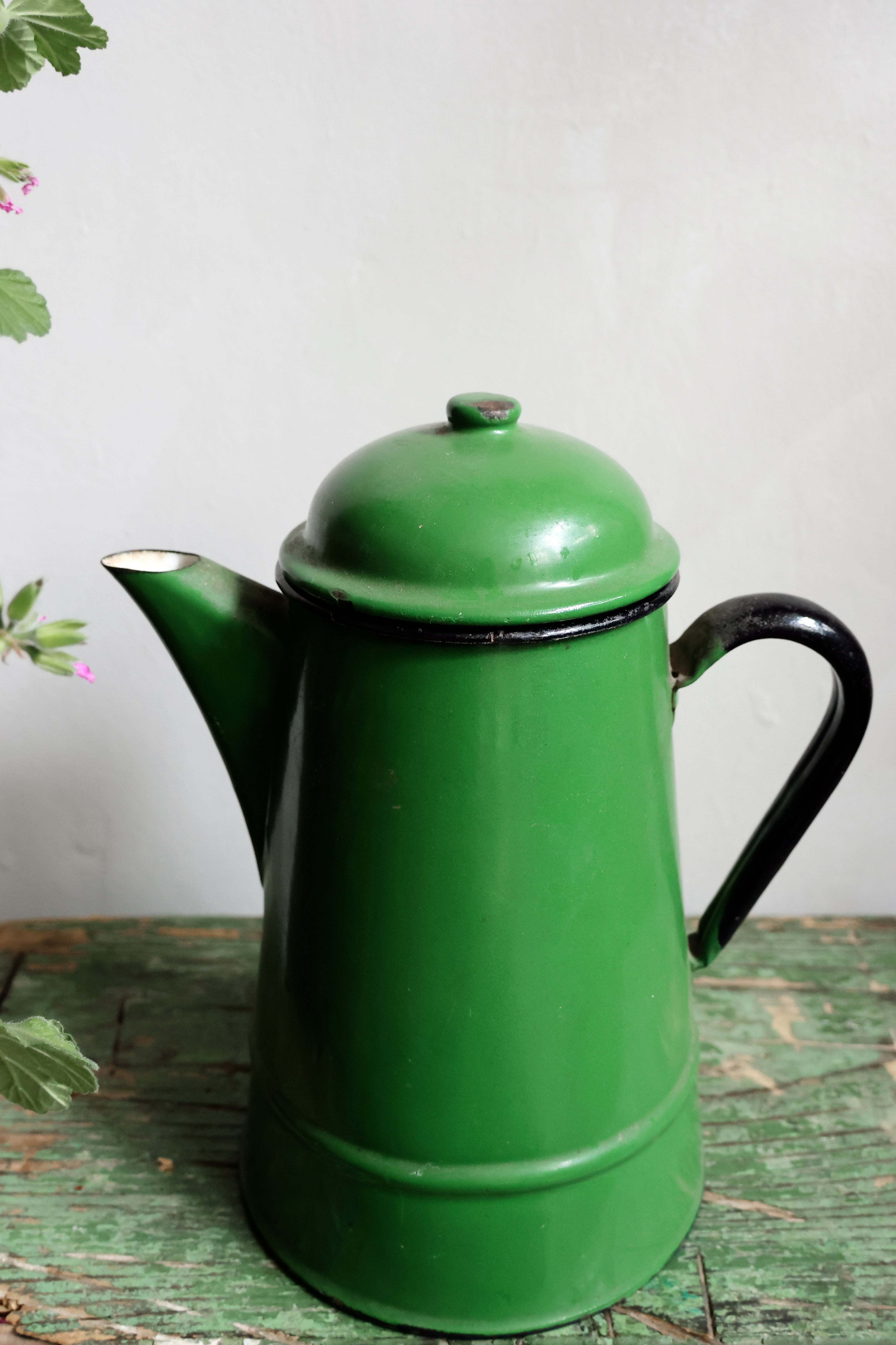 Vintage Green Enamel Coffee Pot