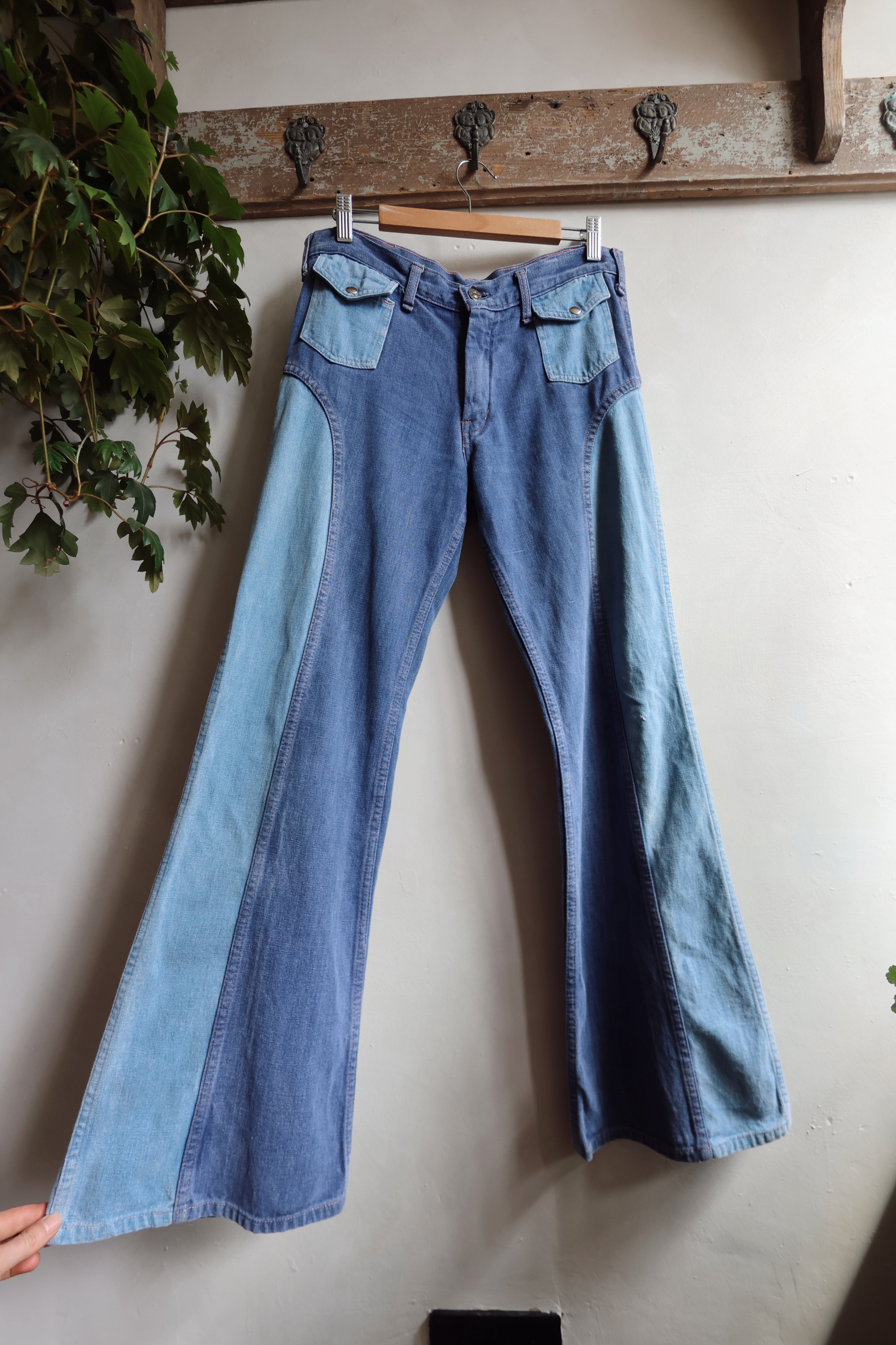 Vintage Blue Patchwork Flares