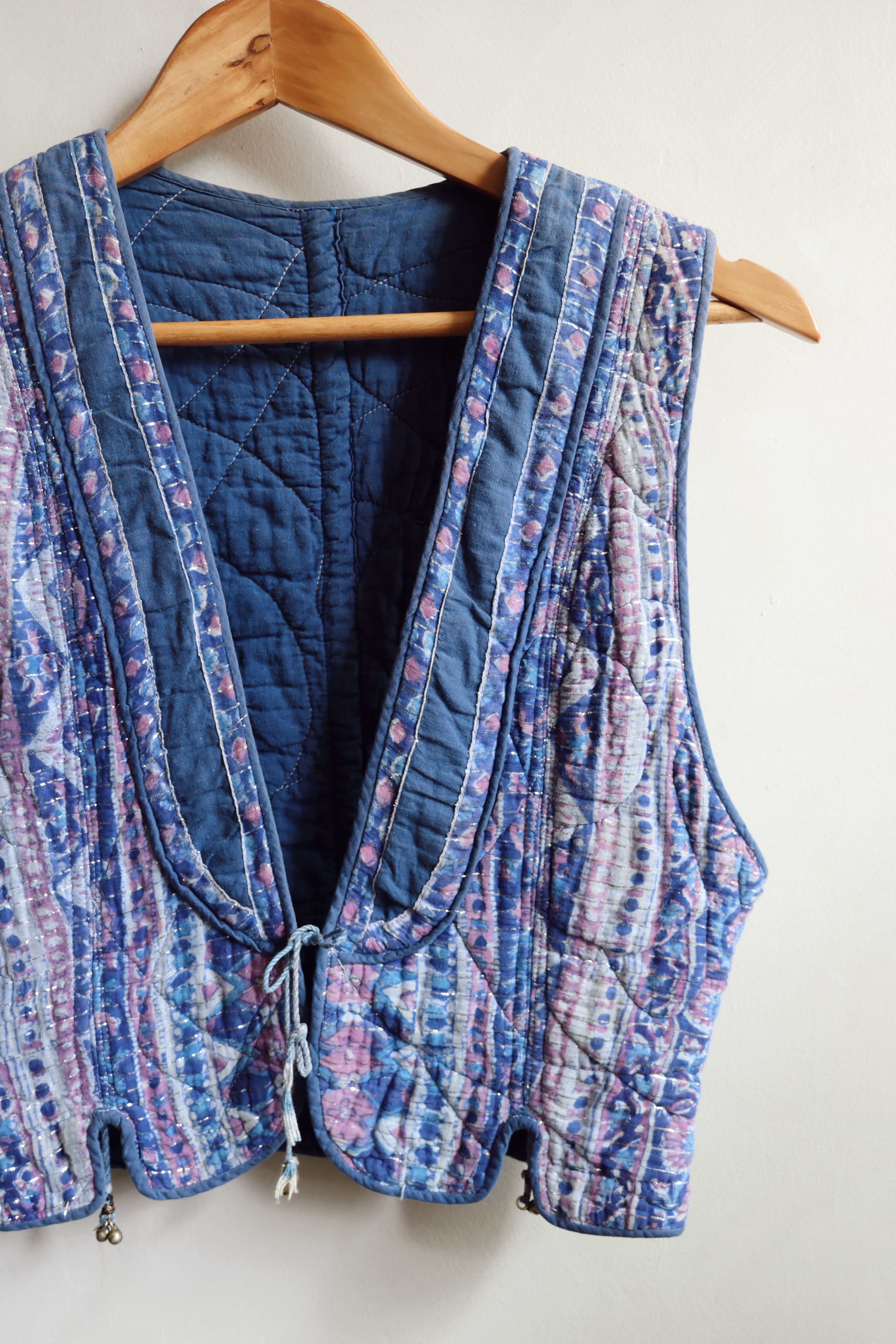 Vintage Indian blockprint quilted waistcoat