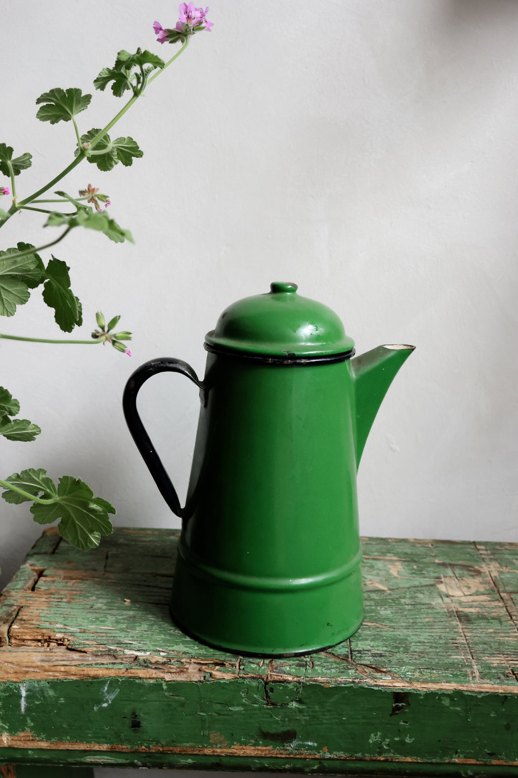 Vintage Green Enamel Coffee Pot