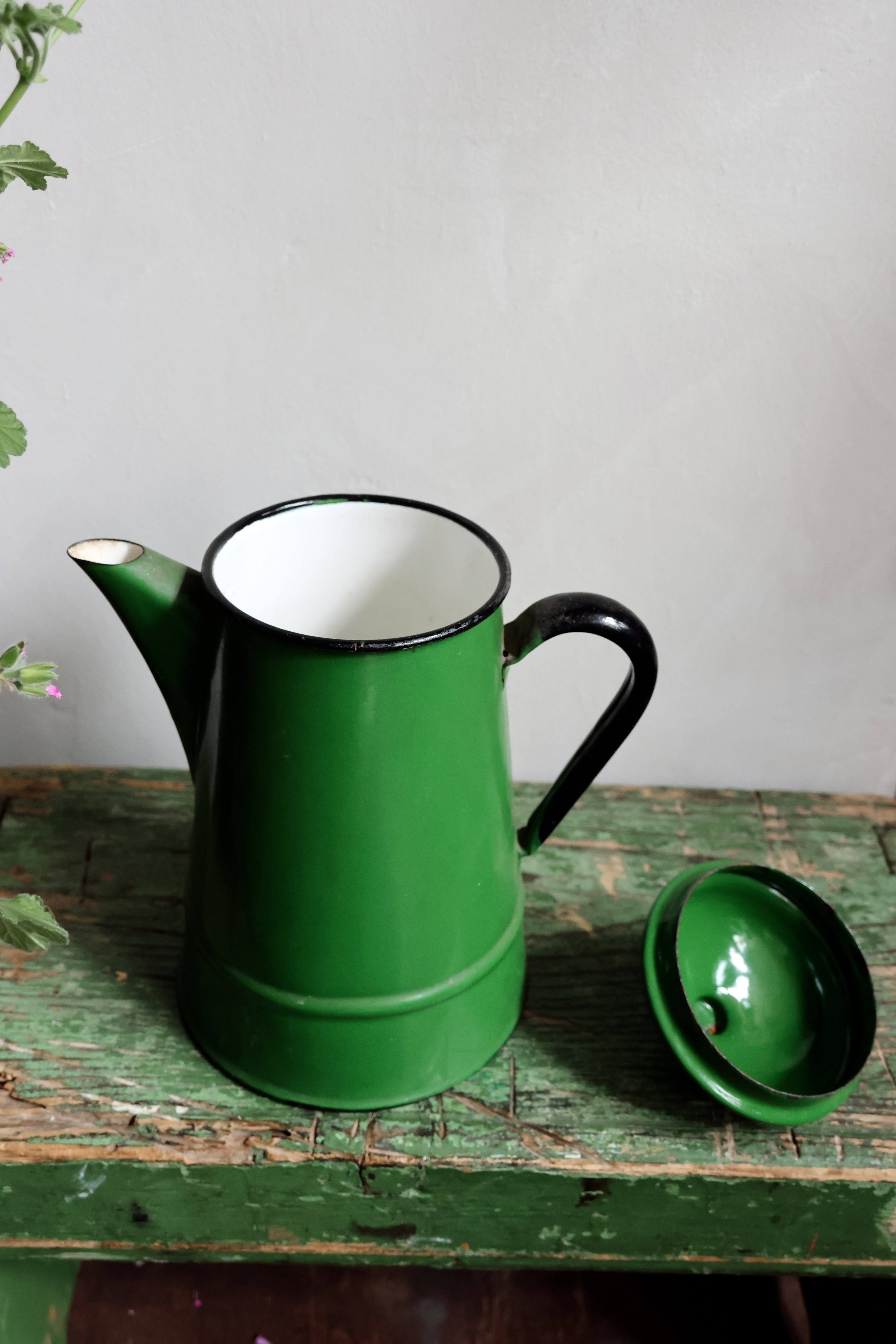Vintage Green Enamel Coffee Pot