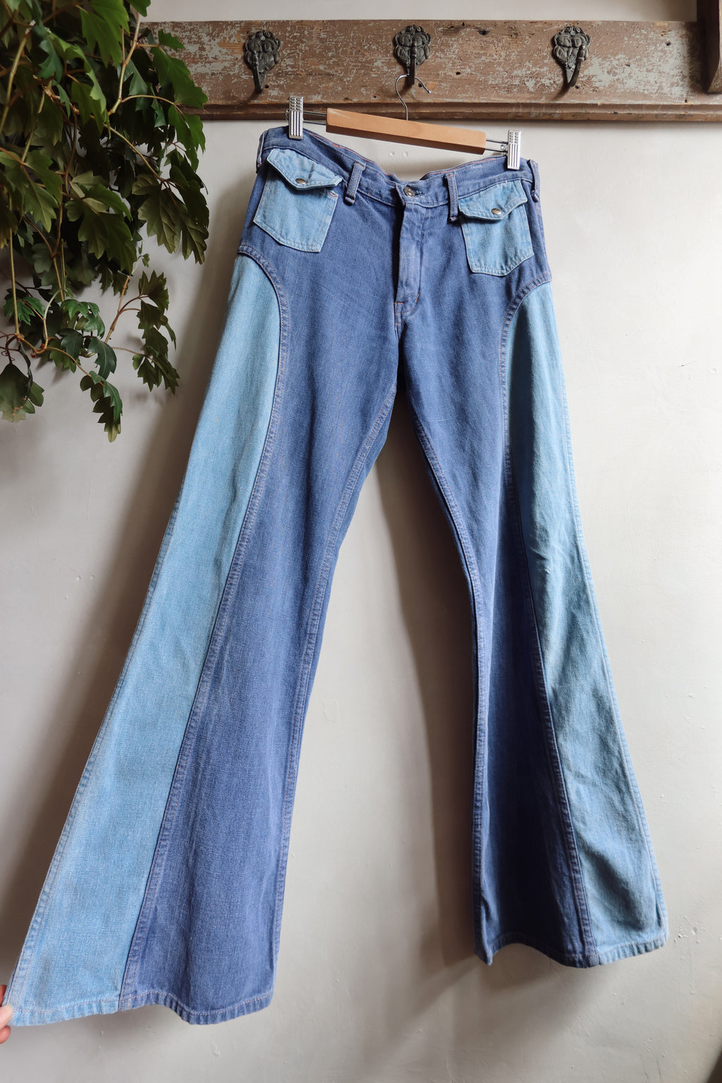 Vintage Blue Patchwork Flares