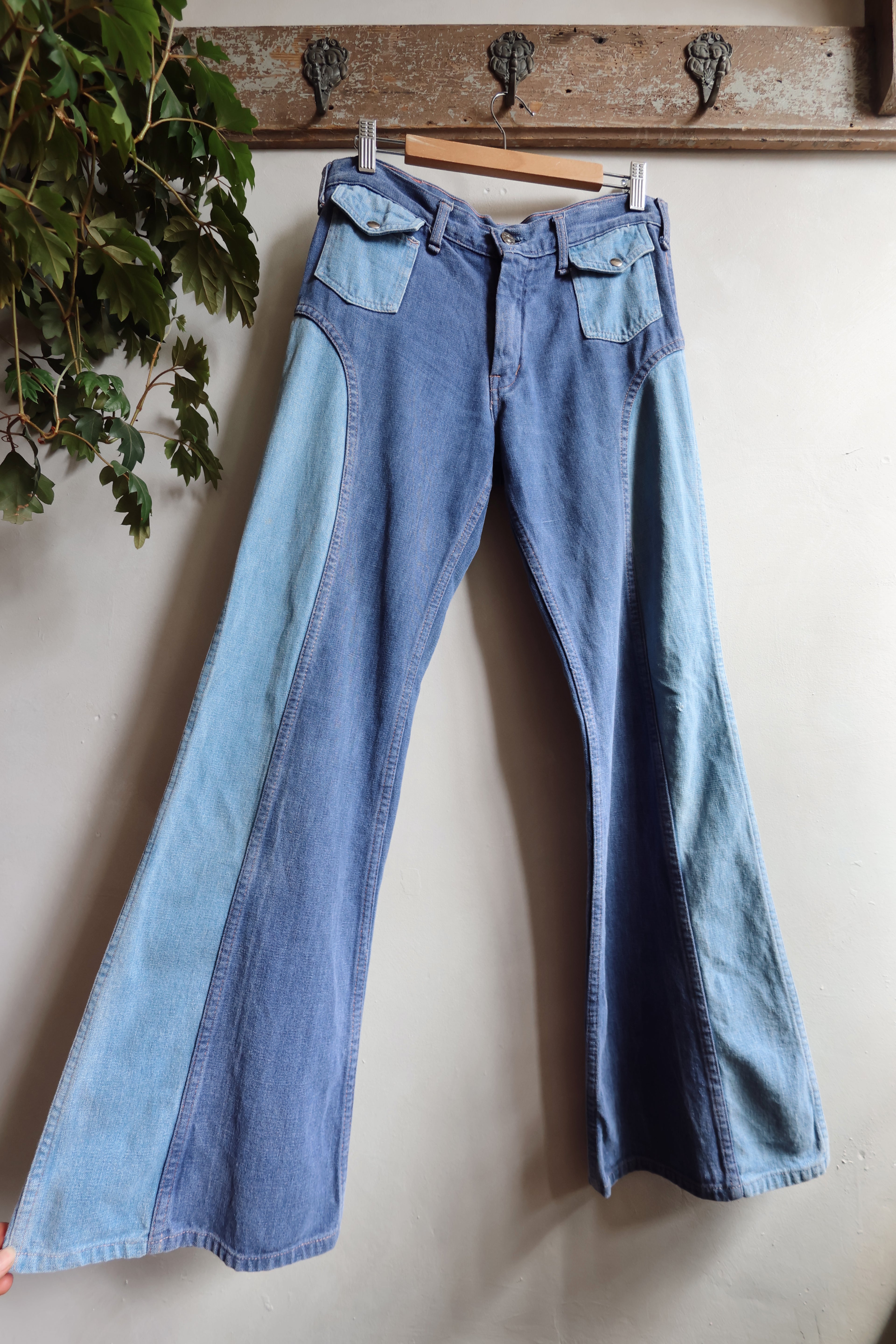 Vintage Blue Patchwork Flares