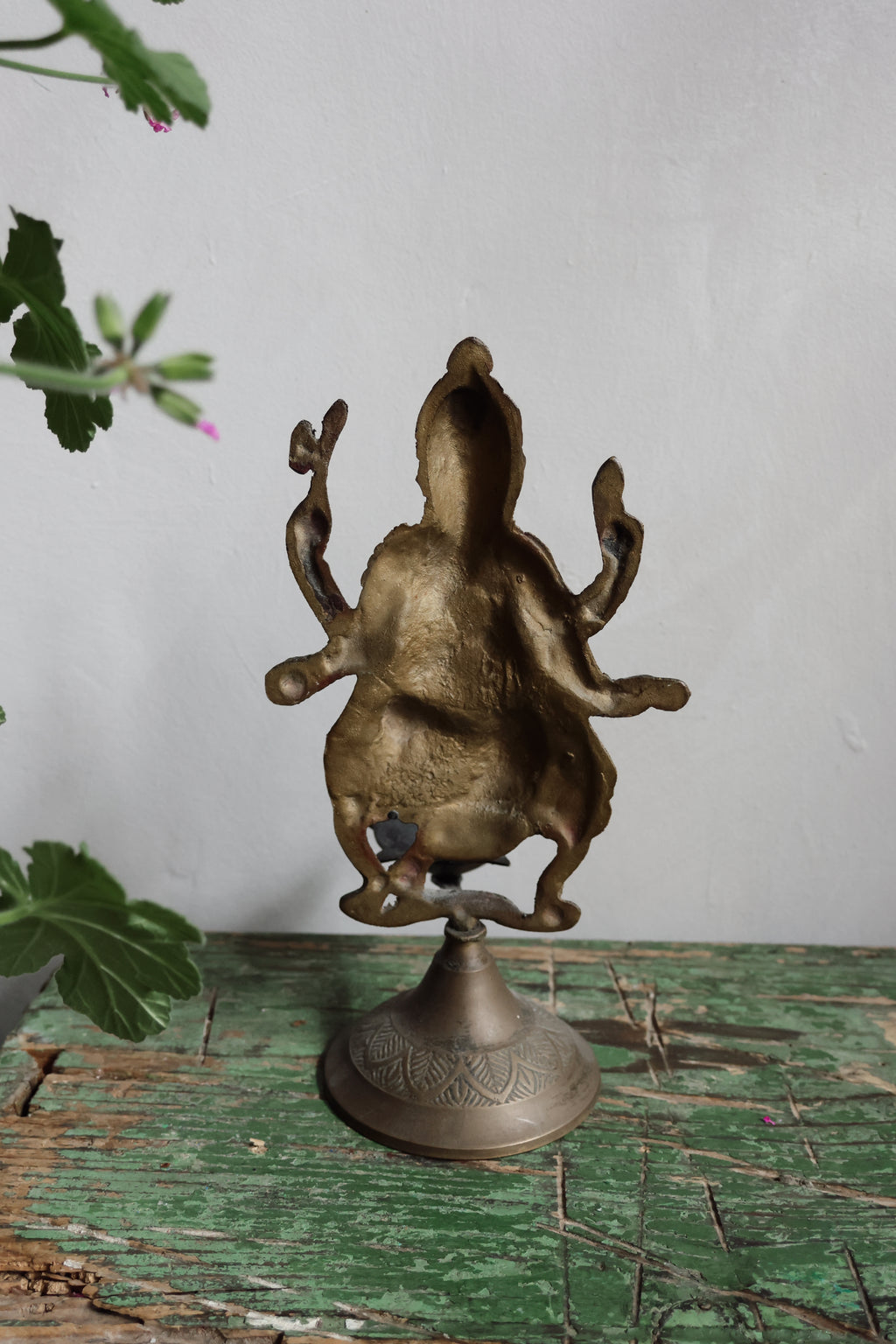 Antique Brass Ganesh Oil Burner Statue