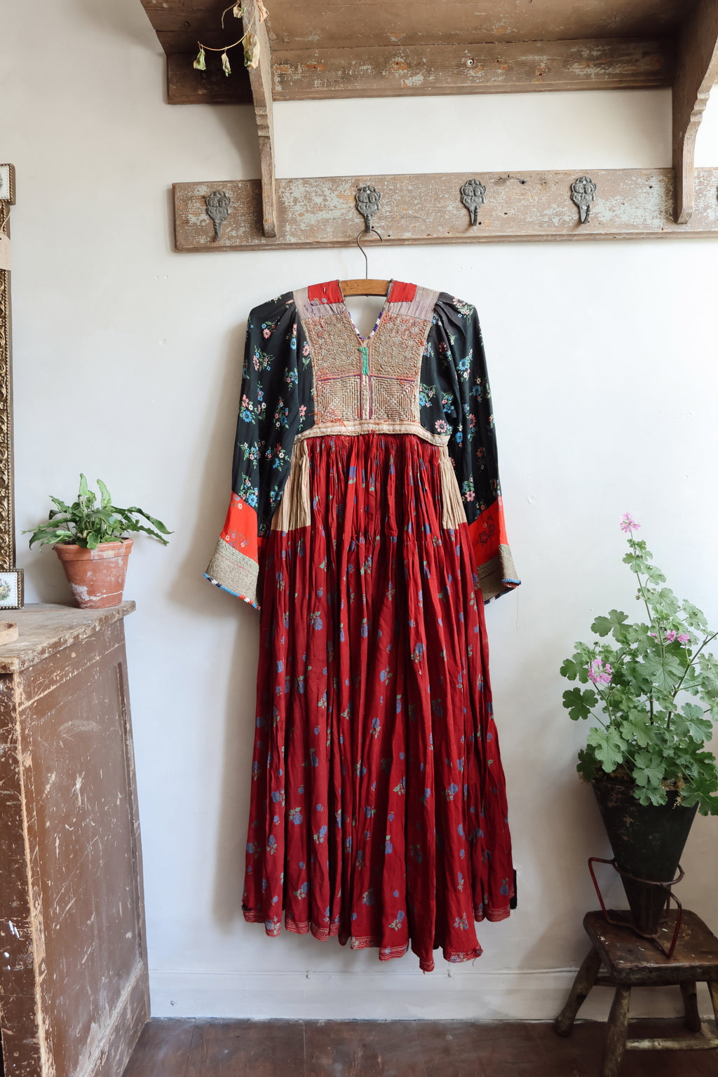 Antique Afghan Tribal Dress c. 1940s–1960s | Hand Embroidered Bodice | Museum Textile | Ethnographic Costume