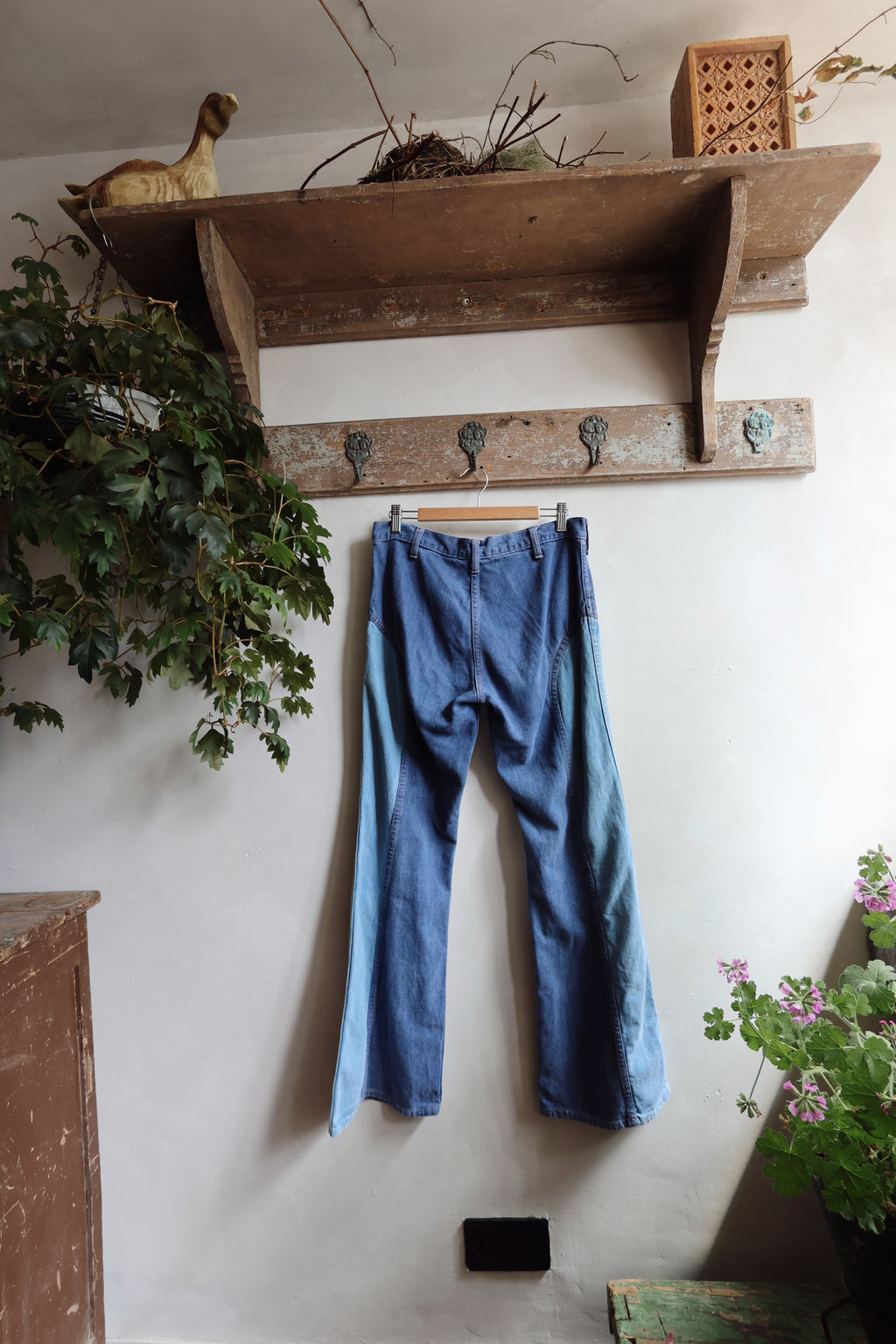 Vintage Blue Patchwork Flares