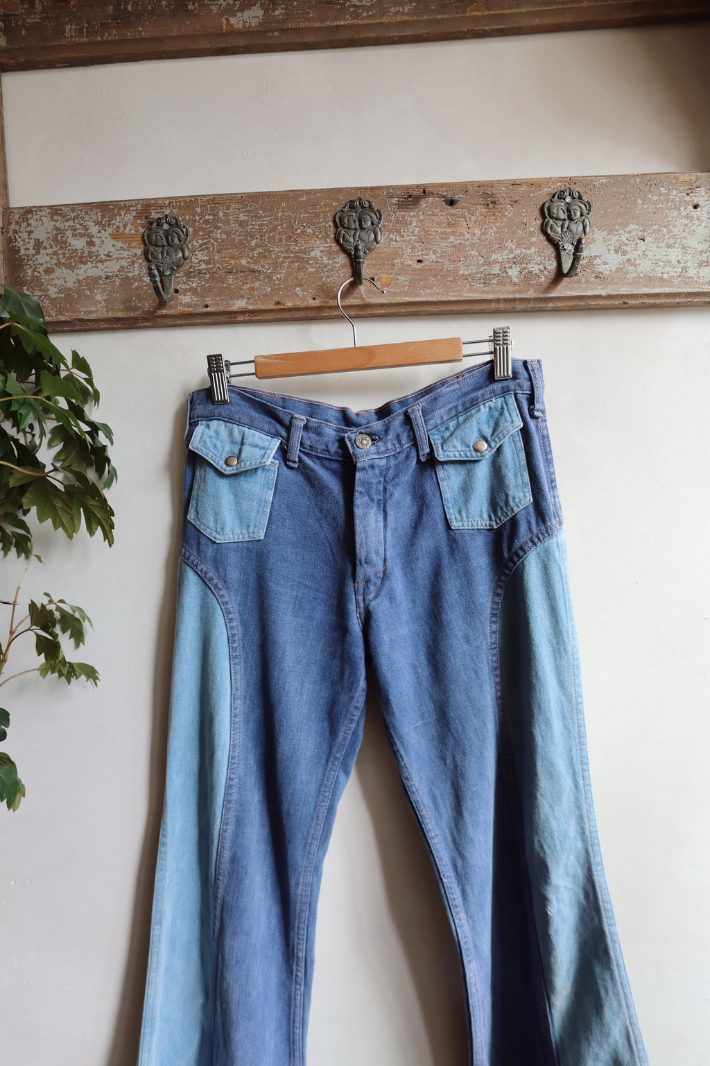 Vintage Blue Patchwork Flares