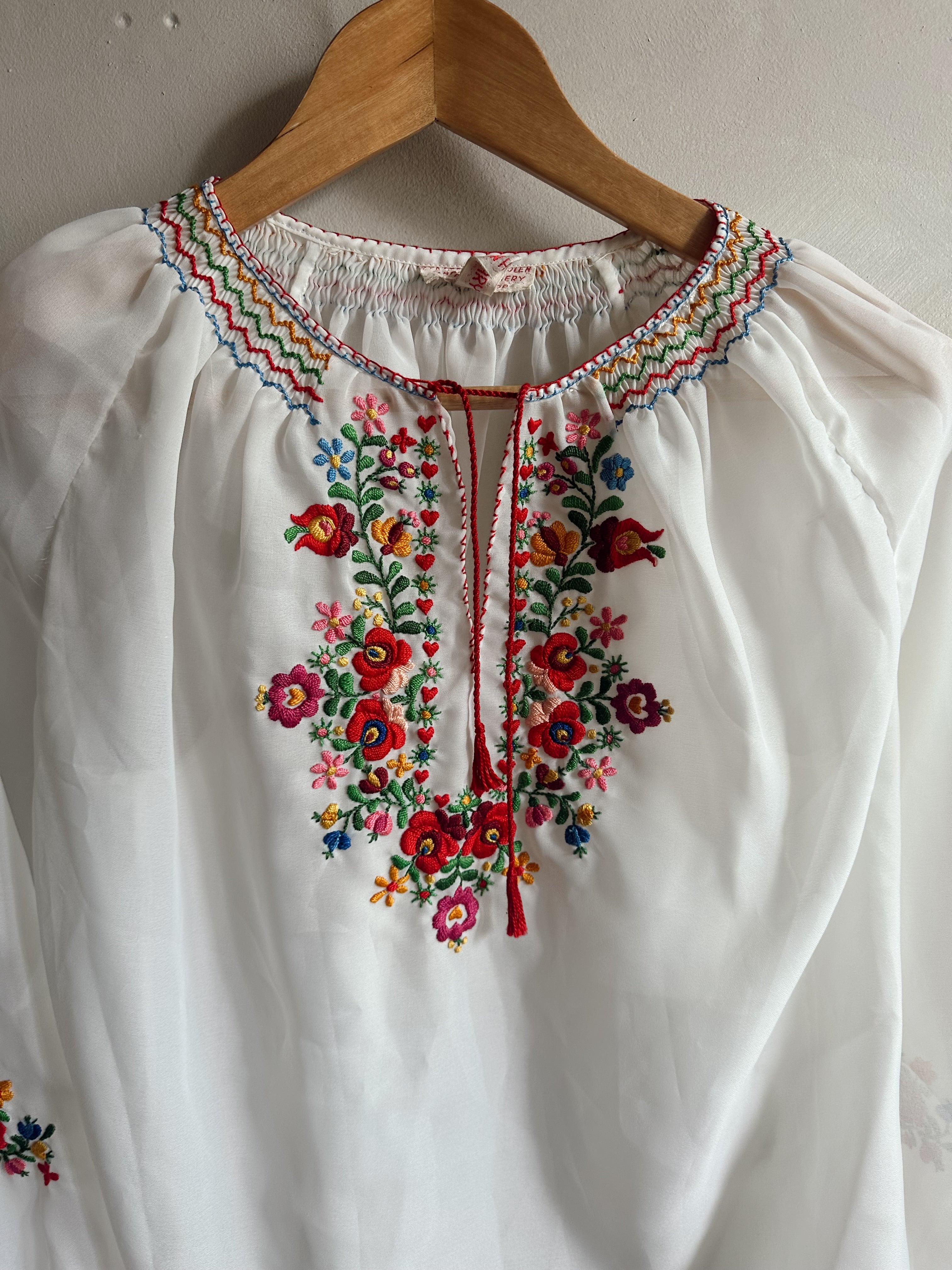 Vintage Embroidered Hungarian Blouse