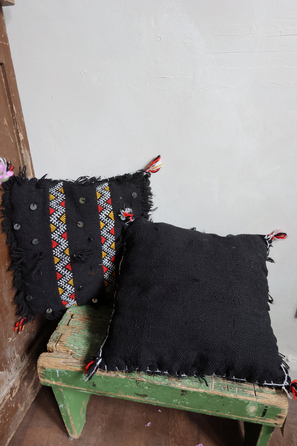 Pair of Handwoven Moroccan Berber Cushions