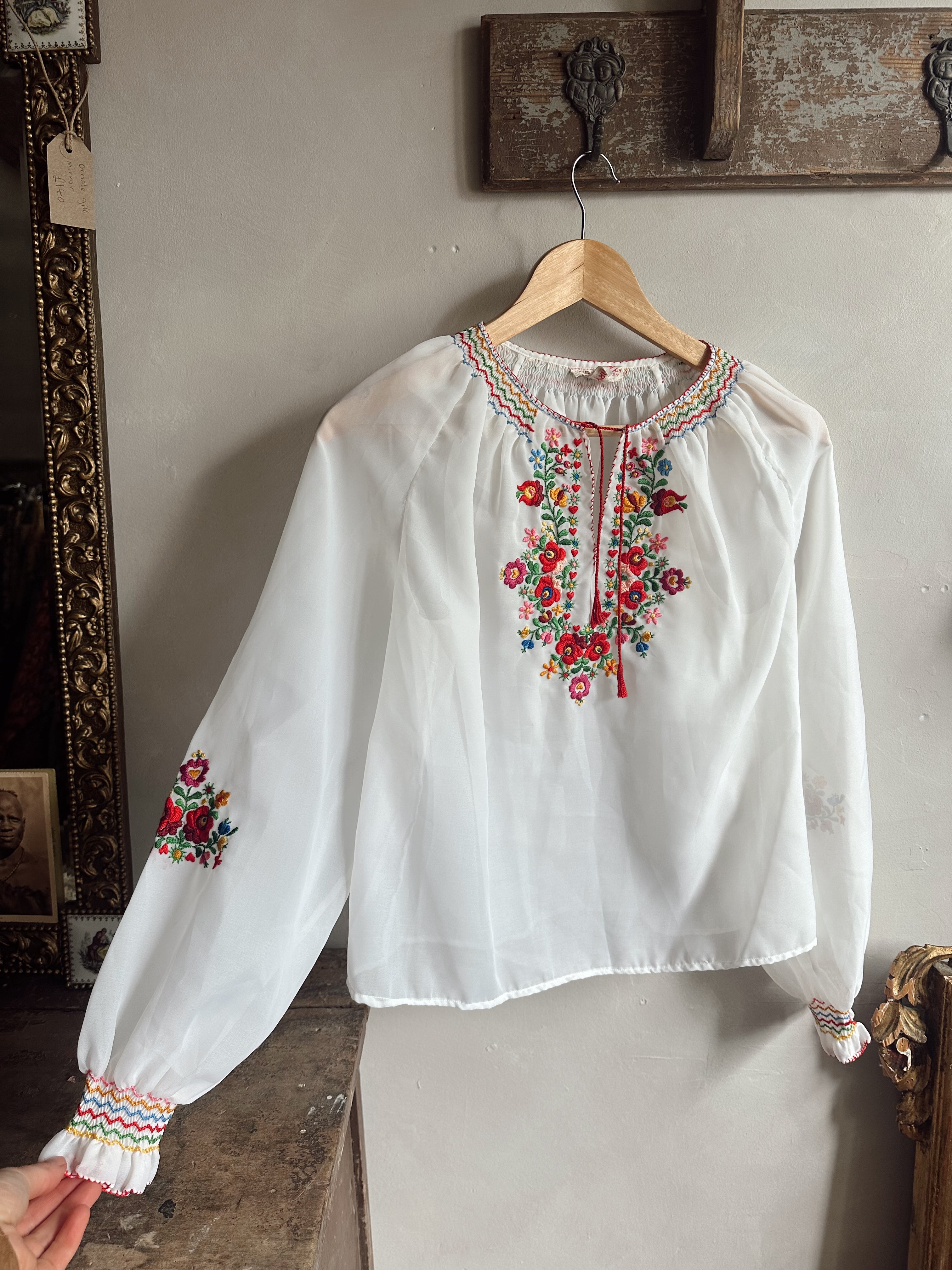 Vintage Embroidered Hungarian Blouse